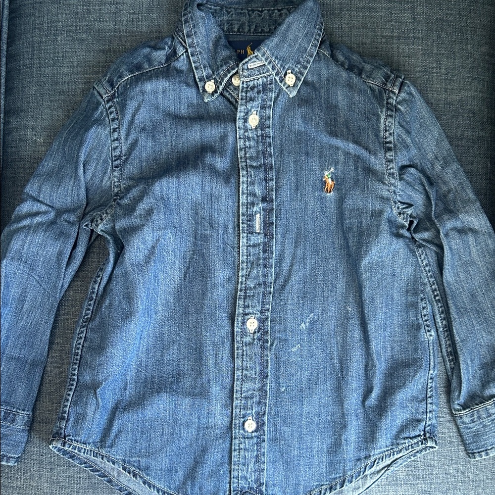 Polo by Ralph Lauren Kids Blue Denim Button Down Shirt